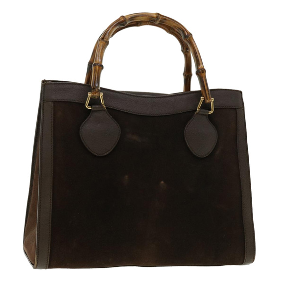 GUCCI Bamboo Hand Bag Suede Leather Brown Auth fm2206 - Picture 1 of 16